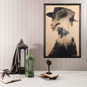 Tablou decorativ, Cloud Man XL, Lemn, Lemn, Multicolor imagine