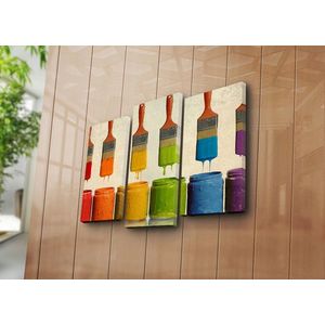 Set 3 tablouri decorative, 3PATK-85, Canvas, 20 x 39 cm, 2 piese, Multicolor imagine