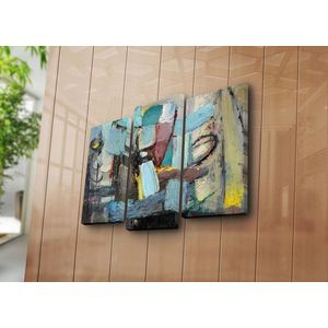 Set 3 tablouri decorative, 3PATK-89, Canvas, 20 x 39 cm, 2 piese, Multicolor imagine