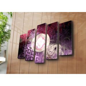 Set 5 tablouri decorative, 5PATK-203, Canvas, 19 x 70 cm, Multicolor imagine