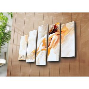 Set 5 tablouri decorative, 5PATK-205, Canvas, 19 x 70 cm, Multicolor imagine