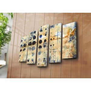 Set 5 tablouri decorative, 5PATK-206, Canvas, 19 x 70 cm, Multicolor imagine