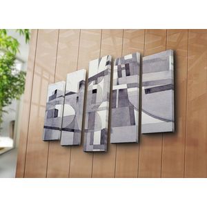 Set 5 tablouri decorative, 5PATK-210, Canvas, 19 x 70 cm, Multicolor imagine