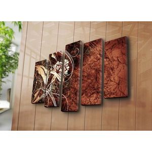 Set 5 tablouri decorative, 5PATK-212, Canvas, 19 x 70 cm, Multicolor imagine