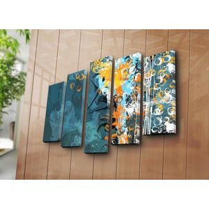 Set 5 tablouri decorative, 5PATK-214, Canvas, 19 x 70 cm, Multicolor imagine