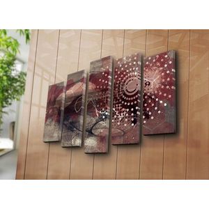 Set 5 tablouri decorative, 5PATK-216, Canvas, 19 x 70 cm, Multicolor imagine