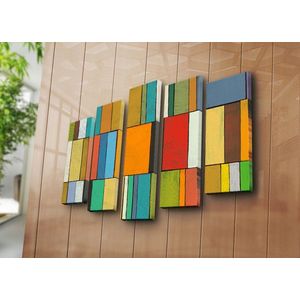 Set 5 tablouri decorative, 5PATK-218, Canvas, 19 x 70 cm, Multicolor imagine