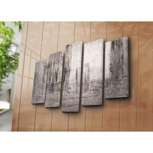 Set 5 tablouri decorative, 5PATK-219, Canvas, 19 x 70 cm, Multicolor imagine