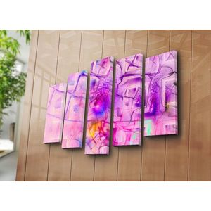 Set 5 tablouri decorative, 5PATK-222, Canvas, 19 x 70 cm, Multicolor imagine