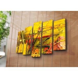 Set 5 tablouri decorative, 5PATK-223, Canvas, 19 x 70 cm, Multicolor imagine