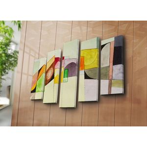 Set 5 tablouri decorative, 5PATK-233, Canvas, 19 x 70 cm, Multicolor imagine