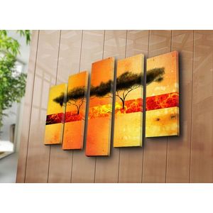 Set 5 tablouri decorative, 5PATK-241, Canvas, 19 x 70 cm, Multicolor imagine