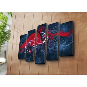 Set 5 tablouri decorative, 5PATK-238, Canvas, 19 x 70 cm, Multicolor imagine