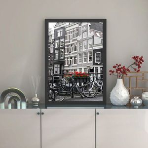 Tablou decorativ, Bicycle (40 x 55), MDF , Polistiren, Negru/Rosu imagine