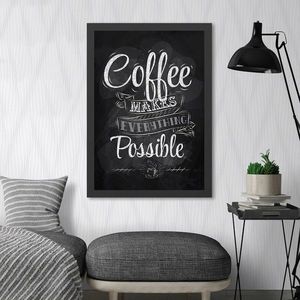 Tablou decorativ, Coffee 2 (40 x 55), MDF , Polistiren, Alb/Negru imagine