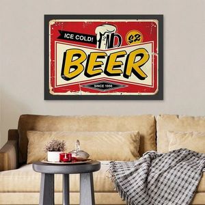 Tablou decorativ, Ice Cold Beer 2 (40 x 55), MDF , Polistiren, Roșu / Galben / Negru / Crem imagine