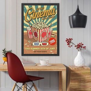 Tablou decorativ, Retro Cinema 6 (40 x 55), MDF , Polistiren, Multicolor imagine