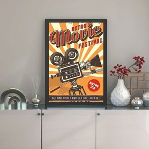 Tablou decorativ, Retro Movie Festival (40 x 55), MDF , Polistiren, Multicolor imagine