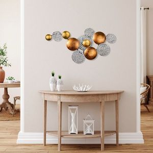 Decoratiune de perete, Aurora 2, Metal, Dimensiune: 45 x 82 cm, Argint / Cupru imagine