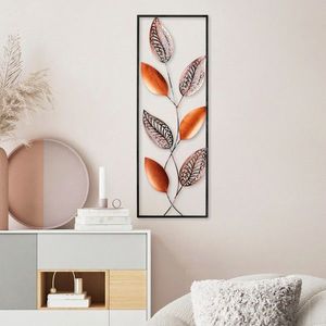 Decoratiune de perete, Leaf 3, Metal, Dimensiune: 32 x 90 cm, Multicolor imagine