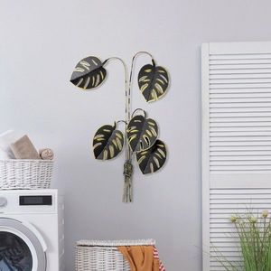 Decoratiune de perete, Monstera, Metal, Dimensiune: 68 x 98 cm, Multicolor imagine