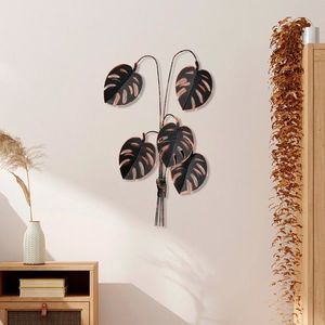 Decoratiune de perete, Monstera, Metal, Dimensiune: 68 x 98 cm, Multicolor imagine