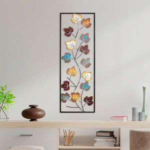 Decoratiune de perete, Platane, Metal, Dimensiune: 32 x 90 cm, Multicolor imagine