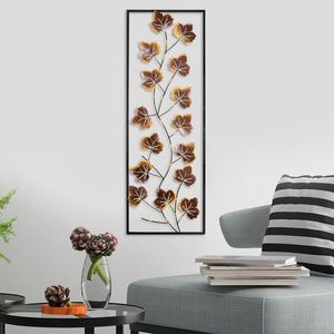 Decoratiune de perete, Platane 3, Metal, Dimensiune: 32 x 90 cm, Multicolor imagine