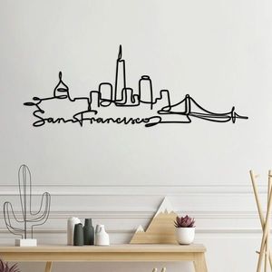 Decoratiune de perete, San Francisco, Metal, Grosime: 2 mm, Negru imagine