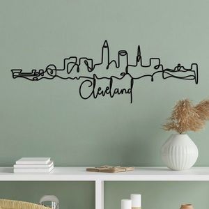 Decoratiune de perete, Cleveland-2, Metal, Grosime: 2 mm, Negru imagine