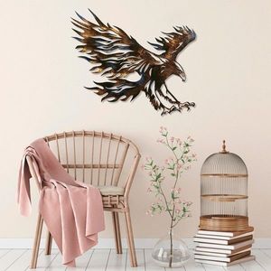 Decoratiune de perete, Eagle 3, Metal, Dimensiune: 71 x 63 cm, Multicolor imagine