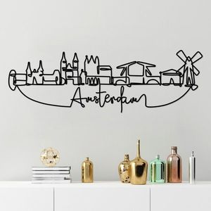 Decoratiune de perete, Amsterdam, Metal, Grosime: 2 mm, Negru imagine