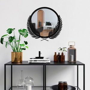 Oglinda decorativa, Palm Mirror M, Metal, Dimensiune: 48 x 45 cm, Negru imagine