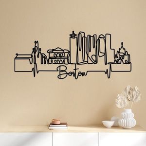 Decoratiune de perete, Boston, Metal, Grosime: 2 mm, Negru imagine