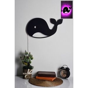 Decoratiune luminoasa LED, Baby Whale, MDF, 60 LED-uri, Roz imagine