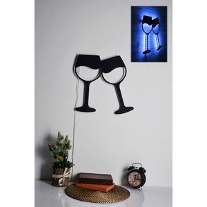 Decoratiune luminoasa LED, Wine Glasses, MDF, 60 LED-uri, Albastru imagine