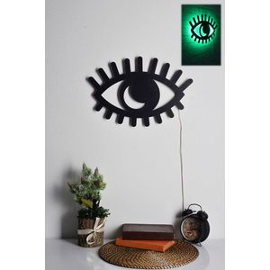 Decoratiune luminoasa LED, Evil Eye, MDF, 60 LED-uri, Verde imagine