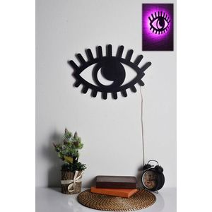 Decoratiune luminoasa LED, Evil Eye, MDF, 60 LED-uri, Roz imagine