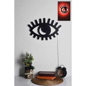 Decoratiune luminoasa LED, Evil Eye, MDF, 60 LED-uri, Rosu imagine