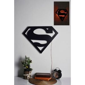 Decoratiune luminoasa LED, Superman, MDF, 60 LED-uri, Rosu imagine