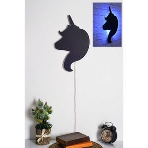 Decoratiune luminoasa LED, Unicorn, MDF, 60 LED-uri, Albastru imagine