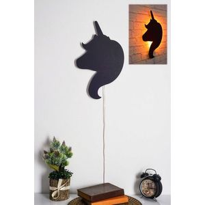 Decoratiune luminoasa LED, Unicorn, MDF, 60 LED-uri, Galben imagine