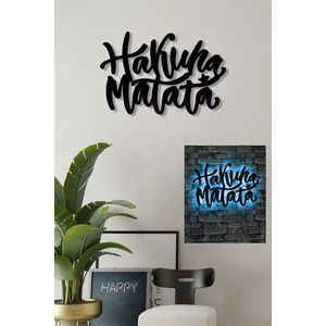 Decoratiune luminoasa LED, Hakuna Matata, MDF, 60 LED-uri, Albastru imagine