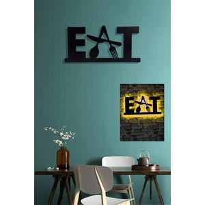 Decoratiune luminoasa LED, Eat, MDF, 60 LED-uri, Galben imagine