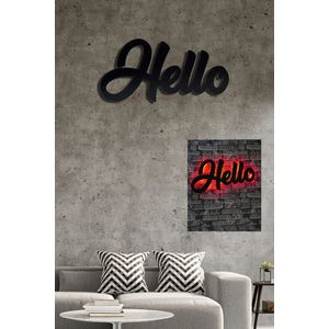 Decoratiune luminoasa LED, Hello, MDF, 60 LED-uri, Rosu imagine