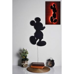 Decoratiune luminoasa LED, Mickey Mouse, MDF, 60 LED-uri, Rosu imagine