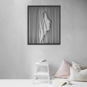 Decoratiune de perete, Woman, Metal, Dimensiune: 50 x 60 cm, Negru imagine