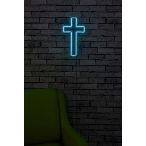 Decoratiune luminoasa LED, Cross Sign, Benzi flexibile de neon, DC 12 V, Albastru imagine