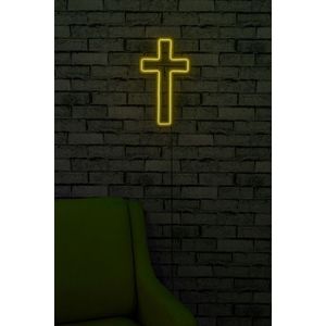 Decoratiune luminoasa LED, Cross Sign, Benzi flexibile de neon, DC 12 V, Galben imagine