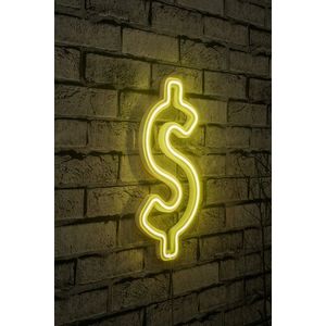 Decoratiune luminoasa LED, Dollar Sign, Benzi flexibile de neon, DC 12 V, Galben imagine